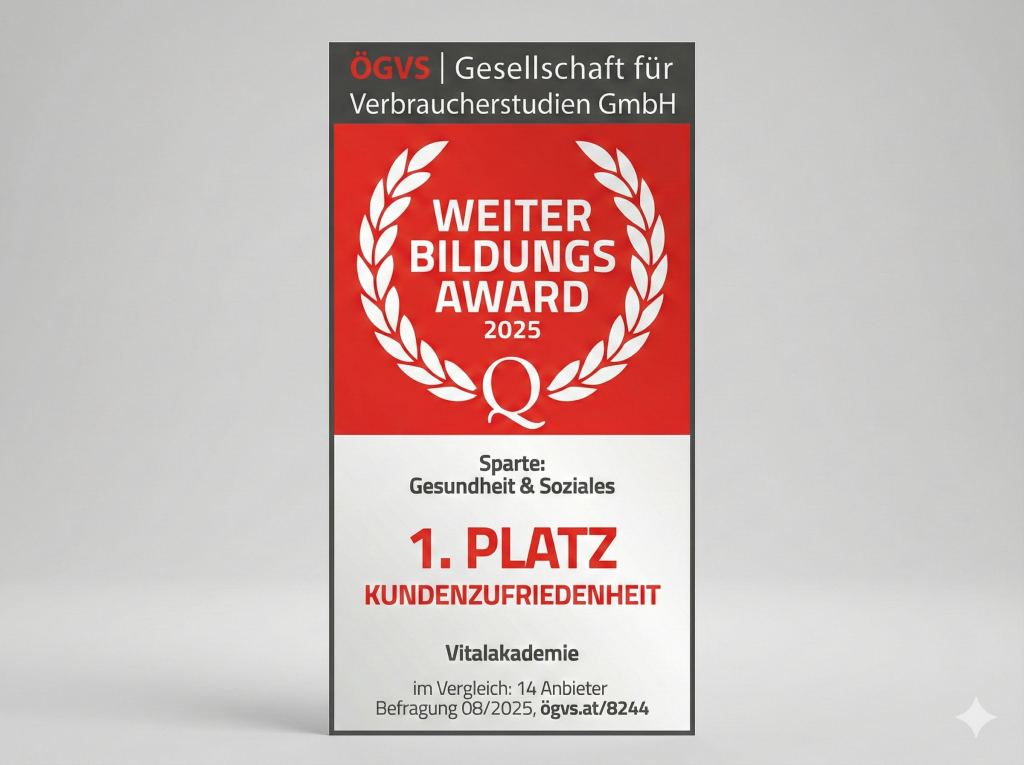 Vitalakademie erhält 1.Platz beim Weiterbildungsaward 2025